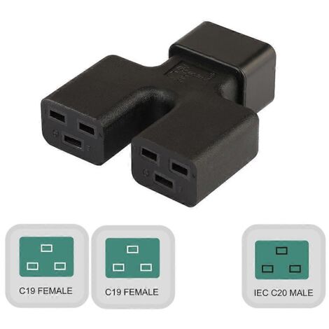 Adaptateur secteur C20 vers double C19, convertisseur de remplacement à connecteurs multiples C19 (1/5)