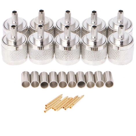 Lot de 10 connecteurs droits mâles à sertir N pour câbles coaxiaux RG58, RG142, LMR195 et RG400 (1/5)