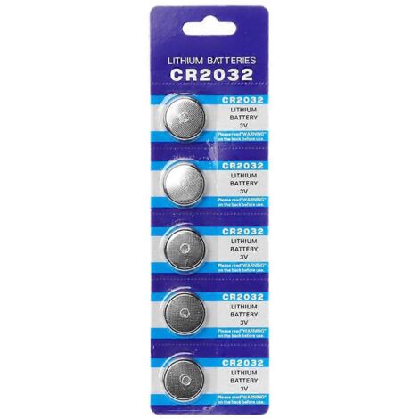 Lot de 5 piles bouton au lithium CR2032 3V pour montres, jouets et télécommandes. (1/5)