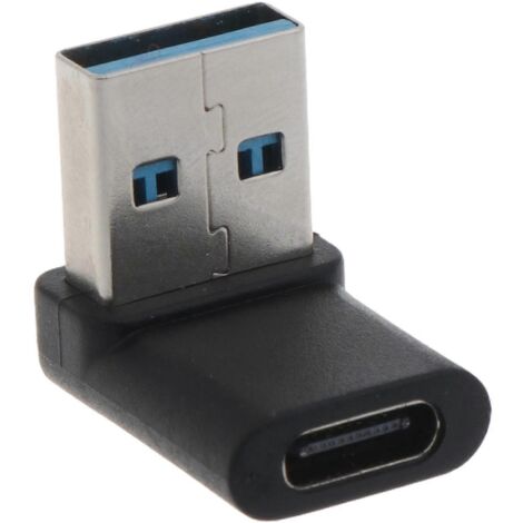 Adaptateur USB 3.0 mâle vers USB-C femelle, convertisseur de données et de charge, coudé à 90° (1/5)