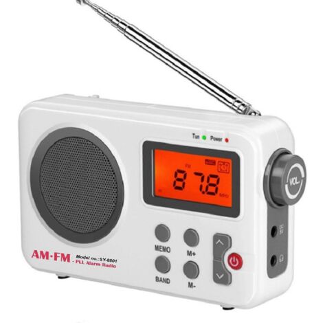 Radio numérique portable avec écran LCD, radio FM/AM, haut-parleur et fonction mémoire. (1/5)