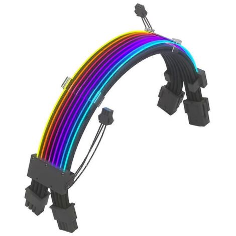 Câble d'extension inférieur en PVC pour carte graphique ARGB Sync LED à double rangée de 8 broches avec néon (1/5)