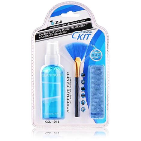 Nettoyant liquide pour écrans LCD (TV, tablettes, ordinateurs portables) et objectifs d'appareils photo, avec chiffon et brosse (1/5)