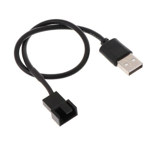 Câble adaptateur d'alimentation pour ventilateur USB 2.0 A vers PWM 5 V à 3/4 broches, gainé, noir, 22 AWG (1/5)