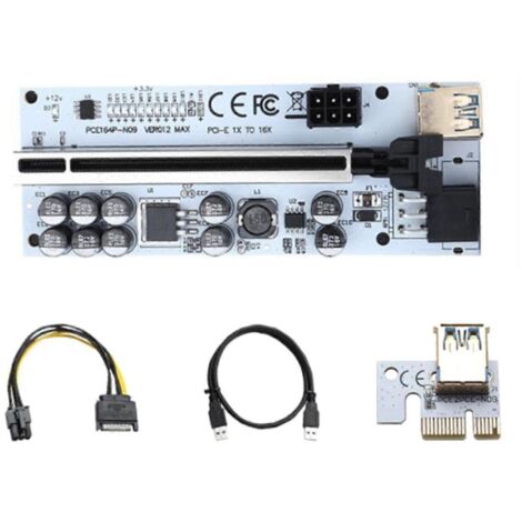 VER012 Carte d'extension PCI-E USB 3.0 Max pour Express 1X/16X, adaptateur d'alimentation SATA 6 broches (1/5)