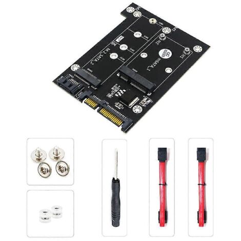 Carte adaptatrice 2-en-1 MSATA ou M.2 vers double SATA 3.0, convertisseur NGFF ou mSATA K (1/5)