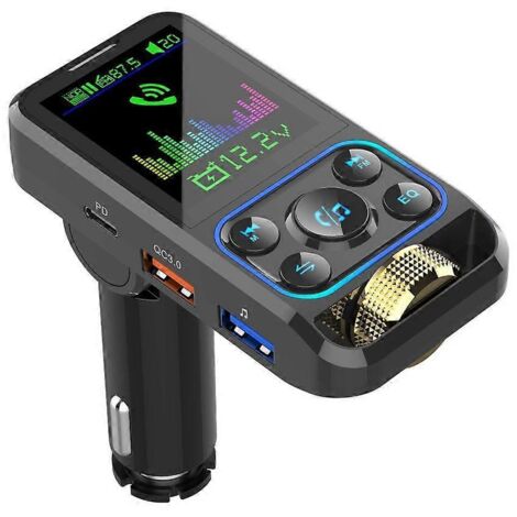 Chargeur de voiture compatible Bluetooth, transmetteur FM, lecteur MP3 USB PD30W (1/5)