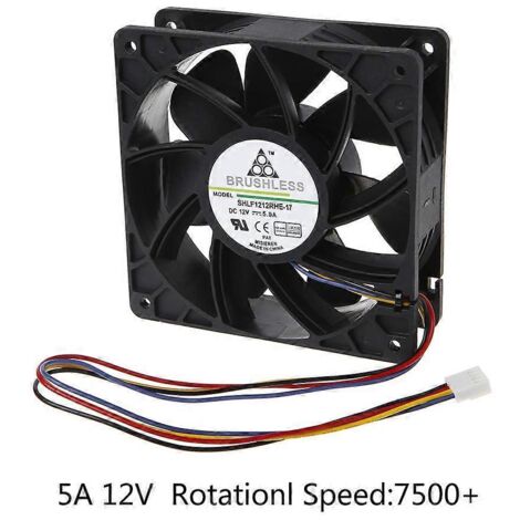 Ventilateur de refroidissement sans balais CC 12 cm à roulement à billes 4P haute vitesse 7500 tr/min 12038 (1/5)