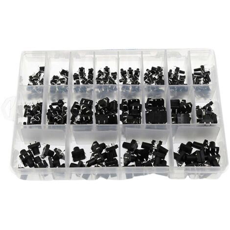 Assortiment de 250 boutons-poussoirs tactiles micro-momentanés 6x6 mm et 12x12 mm (1/5)