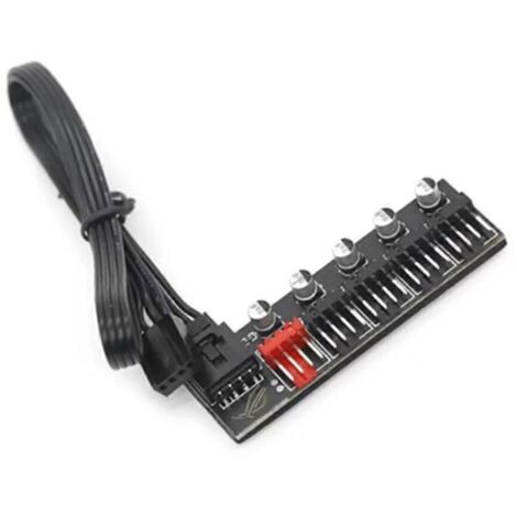 Adaptateur de contrôleur de vitesse pour ventilateurs PC à 5 ports PWM 4 broches avec hub et régulateur de vitesse pour refroidisseur. (1/5)