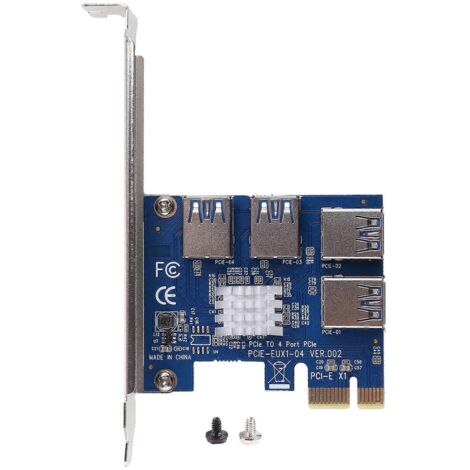 Carte d'extension adaptateur PCI-E 1x vers 16x, carte adaptatrice PCI-E 1 vers 4 USB 3.0 (1/5)
