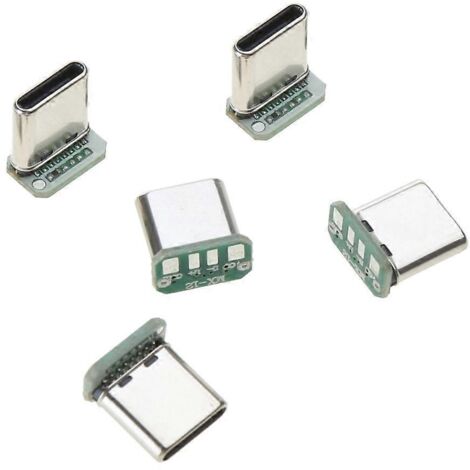 Lot de 5 connecteurs USB-C mâles à 16 broches (prise et fiche), courant nominal de 3 A (1/5)