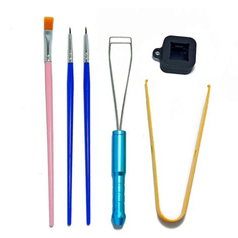 Kit de 6 pinces à épiler pour clavier mécanique, outil de lubrification, brosse, extracteur de tiges et extracteur de commutateurs (1/5)