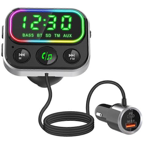 Adaptateur audio pour voiture, émetteur FM, convertisseur, émetteur-récepteur radio sans fil BT5.0 (1/5)