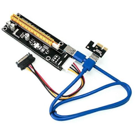 Carte d'extension adaptateur PCI-E 1x vers 16x, kit de câble d'alimentation et de données USB 3.0 pour le minage de BTC (1/5)