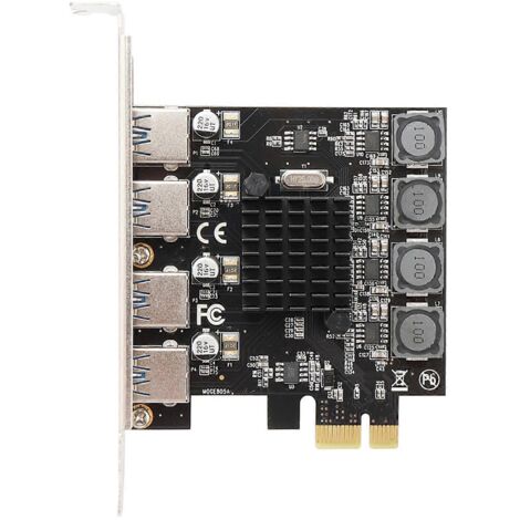 Carte d'extension PCI-E vers 4 ports USB 3.0 (PCIe x1 x4 x8 x16) - Adaptateur sans alimentation externe (1/5)