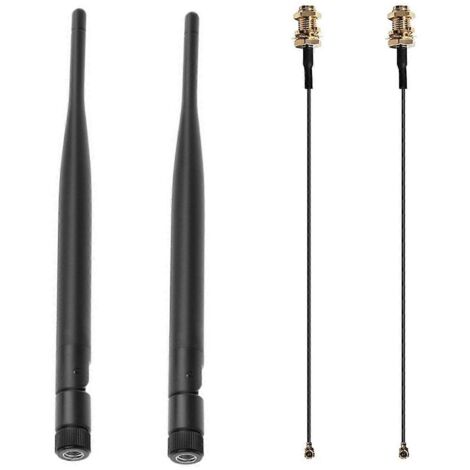 Antenne double bande 6 dBi pour routeur WiFi RP-SMA 2,4 GHz et 5 GHz + 2 x 30 cm U.fl / IPEX (1/5)
