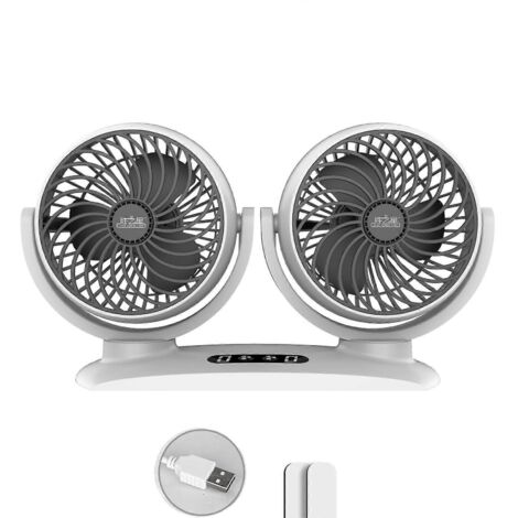 Ventilateur électrique rotatif à 360° USB 5V, double pour la tête, le tableau de bord et l'extérieur (1/5)