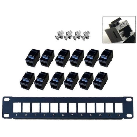 Panneau de brassage Ethernet CAT6 12 ports RJ45, montage mural et en rack, module Keystone