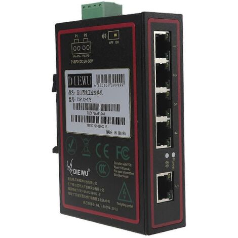 Commutateur Ethernet industriel 5 ports sur rail DIN 10/100/1000M, garanti à vie (1/5)