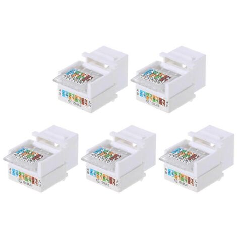 Lot de 5 modules réseau CAT5E UTP sans outil avec connecteur RJ45 pour prise ordinateur (1/5)