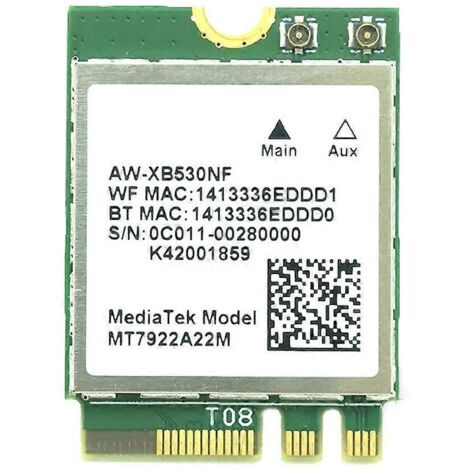 Carte réseau sans fil WiFi6E MT7922 M2, adaptateur WLAN tri-bande 6 GHz/5 GHz/2,4 GHz BT5.2 (1/5)