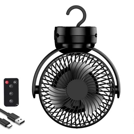 Ventilateur de bureau avec éclairage LED, 8000 mAh, rechargeable par USB, ultra silencieux, idéal pour le bureau, la chambre d'étudiant ou la chambre à coucher. (1/5)