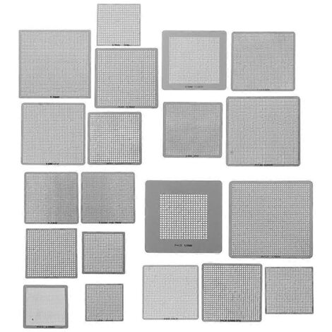 27 pochoirs BGA universels à chauffage direct pour puces CMS/SMD (paire) (1/5)
