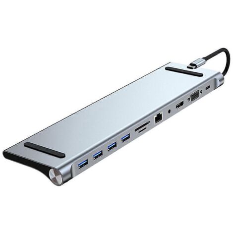 Nouveau hub USB Type C 11 en 1 compatible HDMI, VGA, RJ45, SD et TF, station d'accueil rapide (1/5)
