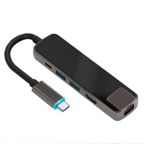 Hub USB-C 5 en 1, adaptateur multiport 3840 x 2160 px / 30 Hz pour les voyages d'affaires et le travail (1/5)