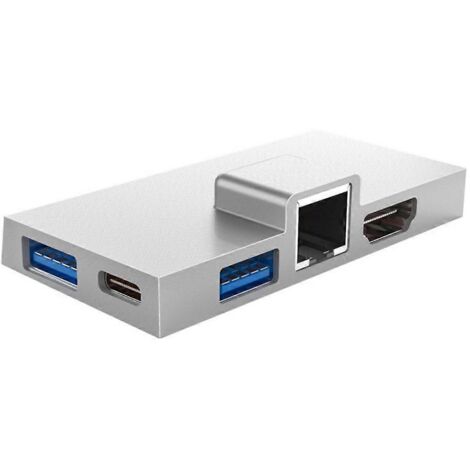 Hub pour Surface Pro 8/9/X : USB-C, HDMI 4K, lecteur de cartes SD/TF, Ethernet RJ45, charge rapide PD (1/5)