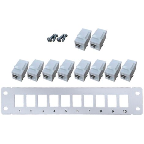 Panneau de brassage 10 ports CAT5e avec coupleur Keystone 10G intégré (1/5)