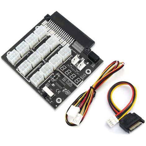 Carte de dérivation pour alimentation GPU 1100W/750W/1750W/2000W/2400W pour minage d'ETH et de BTC (12 x 6 broches) (1/5)