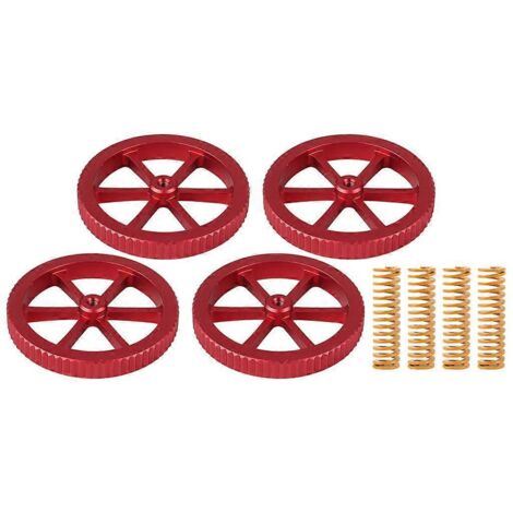 Ensemble de 4 accessoires pour imprimante 3D : écrou de nivellement à visser rouge, grand modèle, ressort. (1/5)