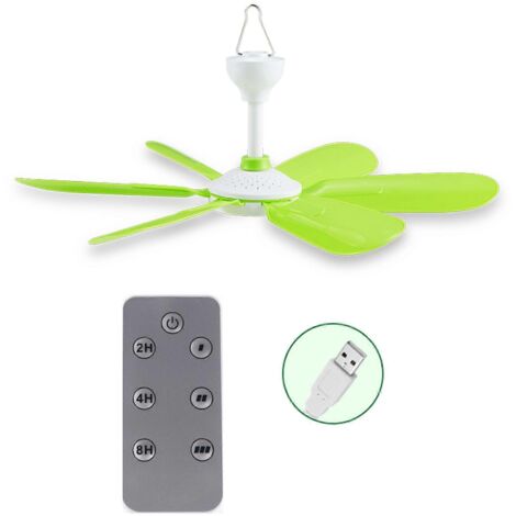 Ventilateur de camping extérieur avec télécommande et minuterie, ventilateur de plafond à 3 vitesses, à suspendre (1/5)
