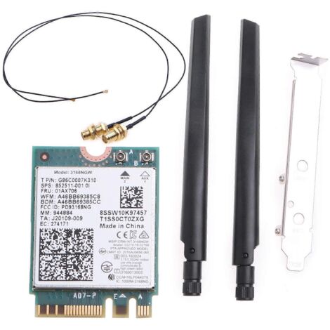 Carte Wi-Fi double bande 2,4 GHz / 5 GHz, adaptateur réseau 802.11ac BT 4.2 (antenne + support) (1/5)