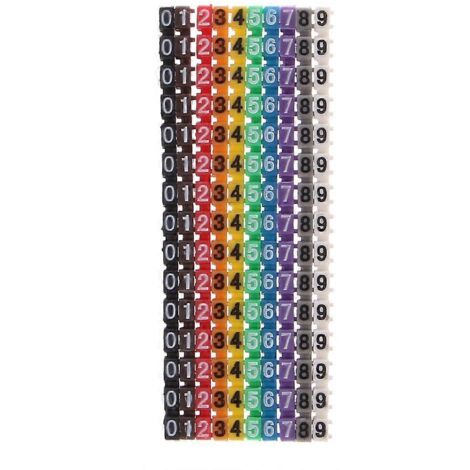 150 étiquettes numérotées de type C colorées pour câbles de 1,5 mm² (1/5)