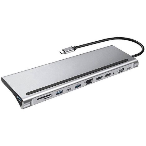 Hub USB-C vers HDMI, adaptateur 12-en-1 USB Type-C vers double port HDMI RJ45 (1/5)