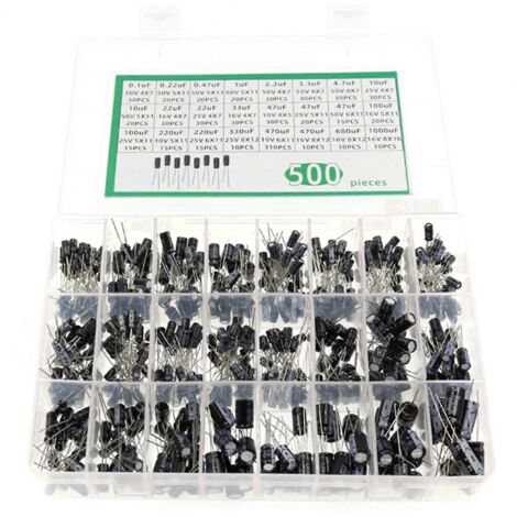 Kit de 500 condensateurs électrolytiques 50 V (0,1 µF à 1000 µF, 24 valeurs) (1/5)