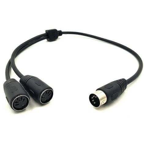 Câble adaptateur audio MIDI 5 broches mâle vers double femelle pour claviers MIDI et guitare (1/5)