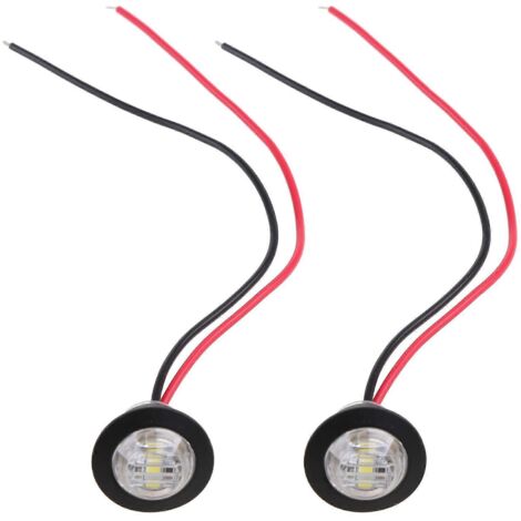 Lot de 2 mini feux de position ronds blancs 3/4" à 3 LED étanches pour remorque ou voiture (1/5)