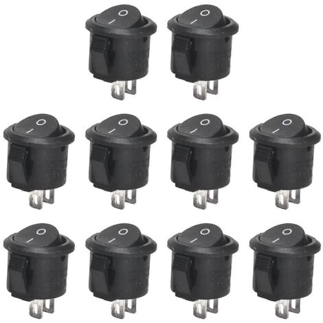 Lot de 10 interrupteurs à bascule ronds de 23 mm de diamètre, 2 broches, marche/arrêt, pour bateau (1/5)