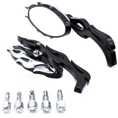 Vue arrière universelle pour moto en alliage de zinc noir, extrémité de guidon latérale (1/5)