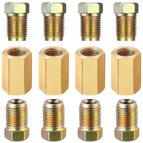 12 raccords de conduite de frein en laiton 1/4 (7/16-24 inversé) et unions en laiton (1/5)