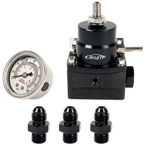 Régulateur de pression de carburant universel avec manomètre et raccords AN6 pour modification automobile