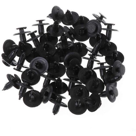 50 clips de fixation noirs pour portières, ailes et coffres de voiture, rivets, trou de 6 mm pour M (1/5)