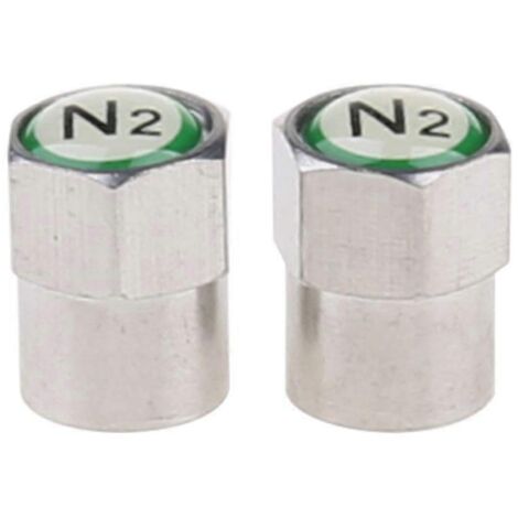 Lot de 2 bouchons de valve chromés pour système TPMS de voiture (gonflage à l'azote N2) (1/5)