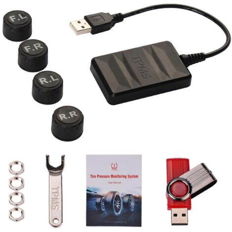 Système de surveillance de la pression des pneus de voiture avec capteurs externes USB TPMS pour la navigation (1/5)