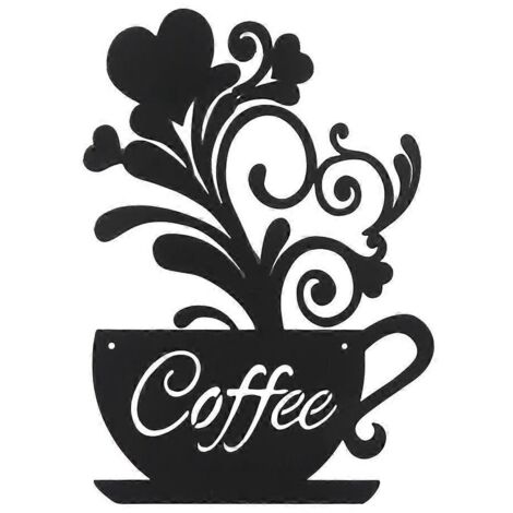 Modèle de plaque décorative murale en métal représentant une tasse à café (1/5)