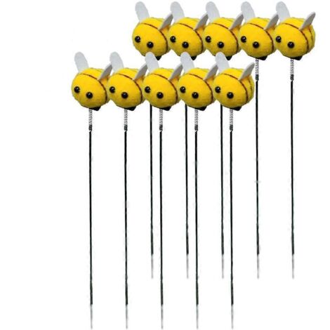 Lot de 10 tuteurs en forme d'abeille pour jardin, décoration de pelouse et pot de fleurs. (1/5)